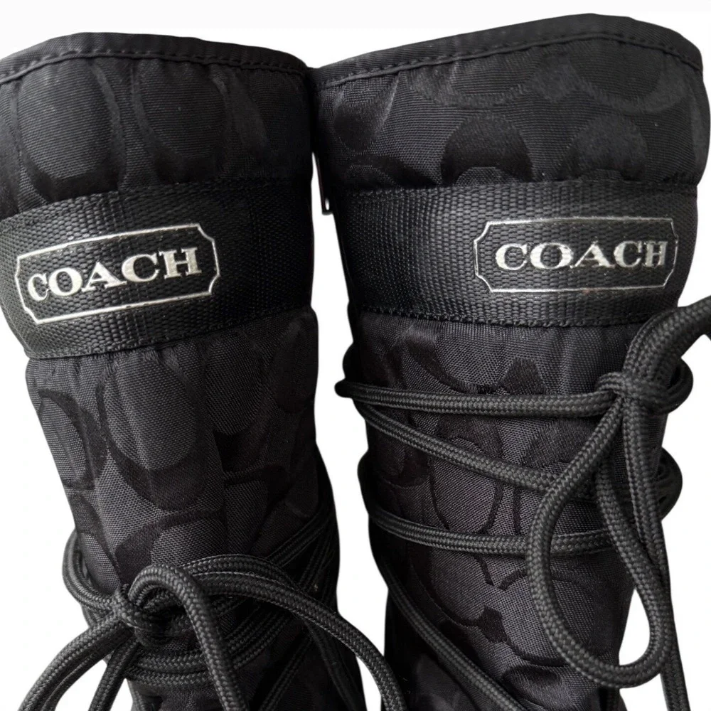 COACH Coach Sela Black Signature C Winter Snow Boots Vibram Sole Women's 7.5M